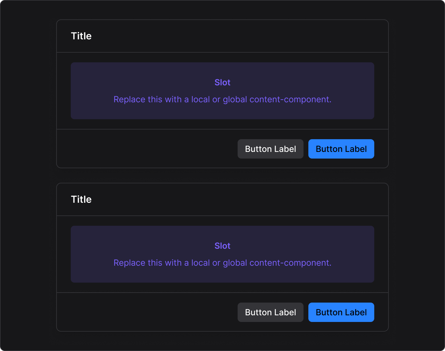 Dialog anatomy dark theme layout example