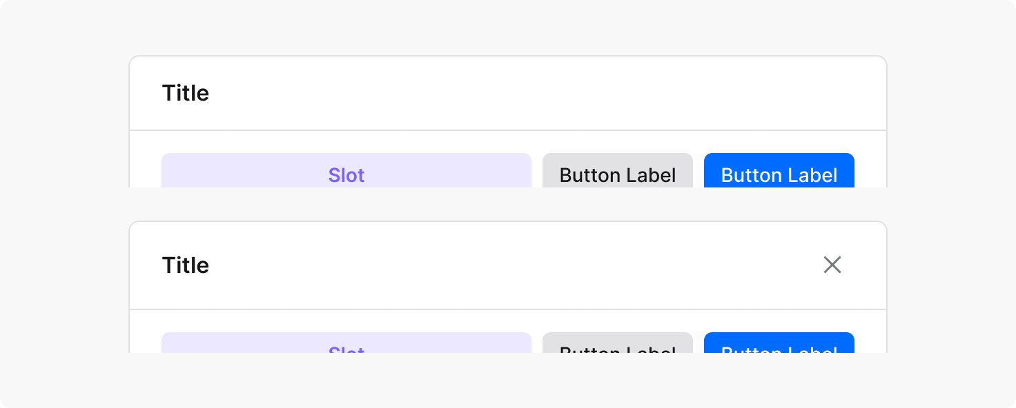 Dialog header close button example