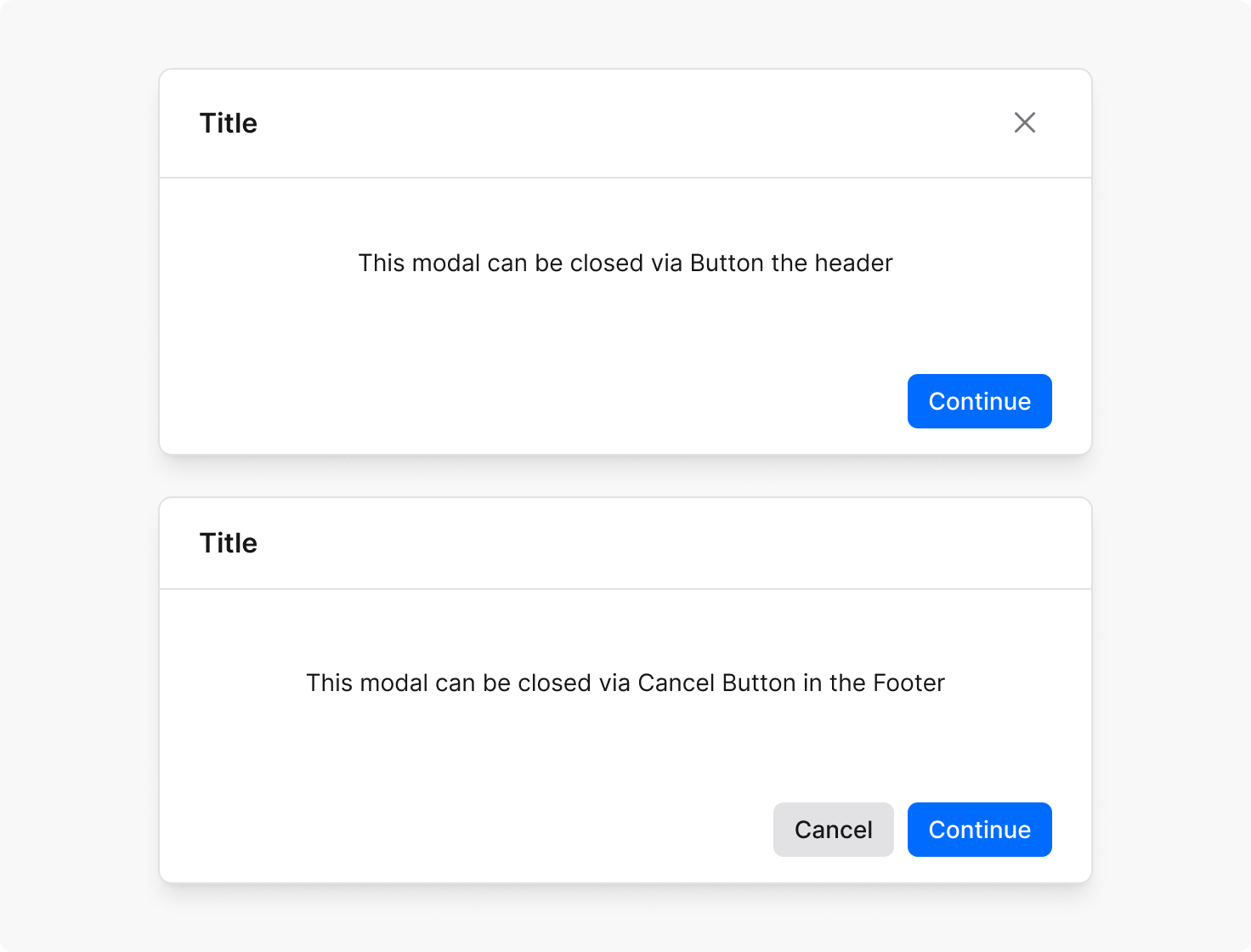 Dialog close option do and don't examples