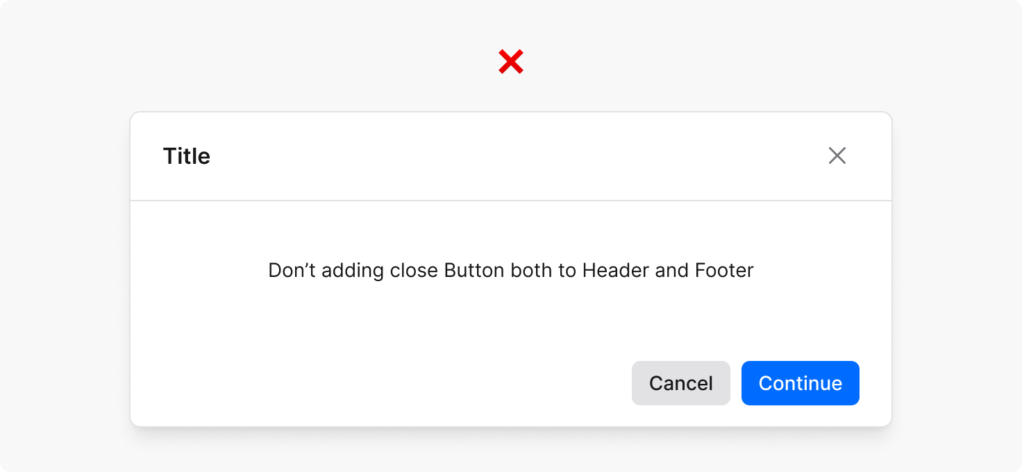 Dialog duplicate close action warning example