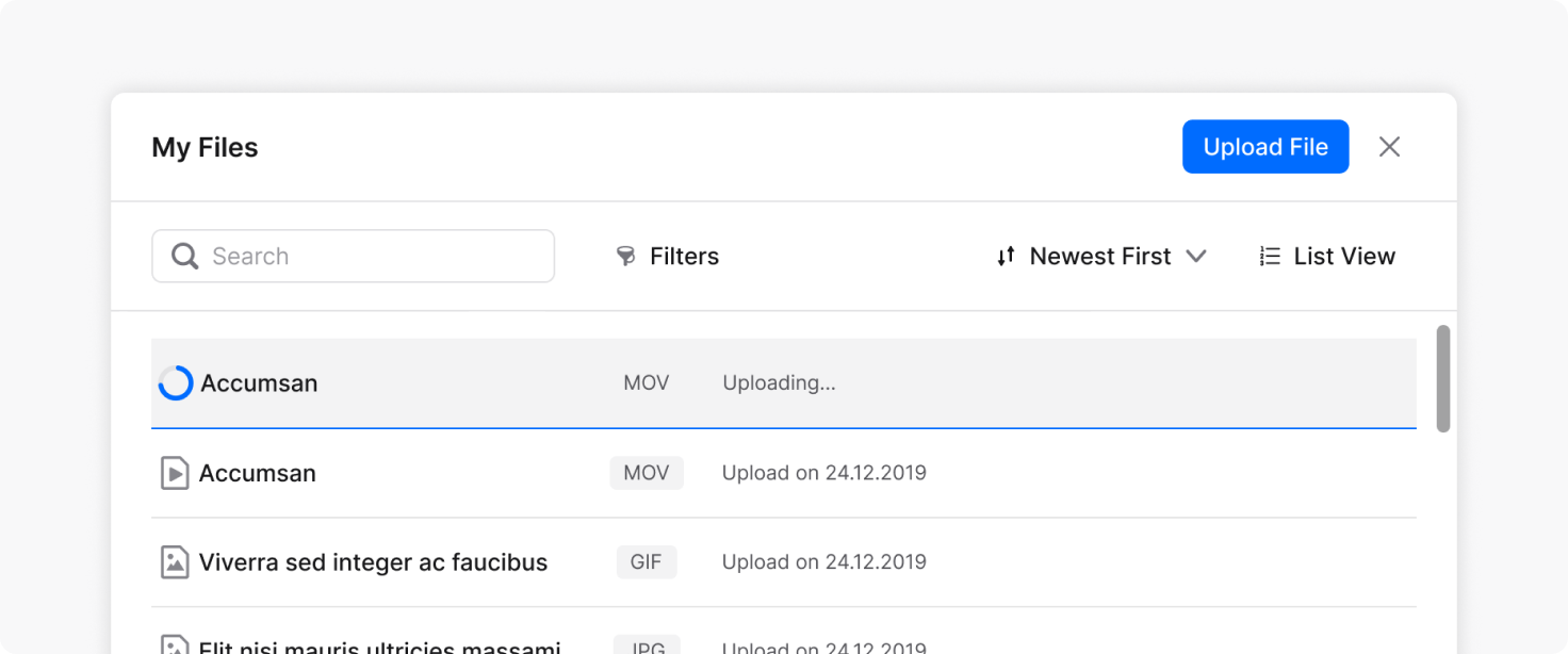 Loading spinner in list view
