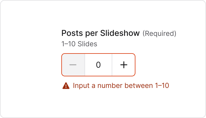Number stepper validation
