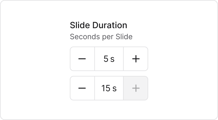Number stepper usage example slide duration