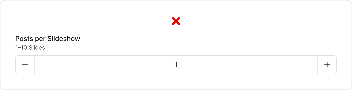 Number stepper best practice dont full width
