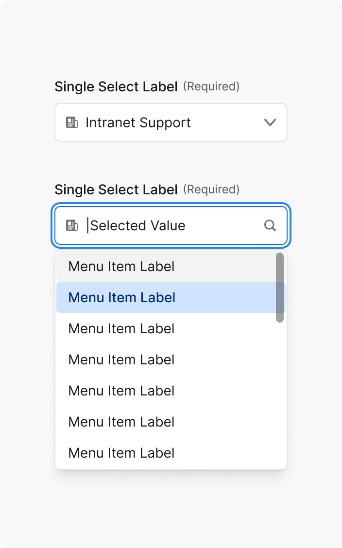 SearchableSingleSelect search icon behavior