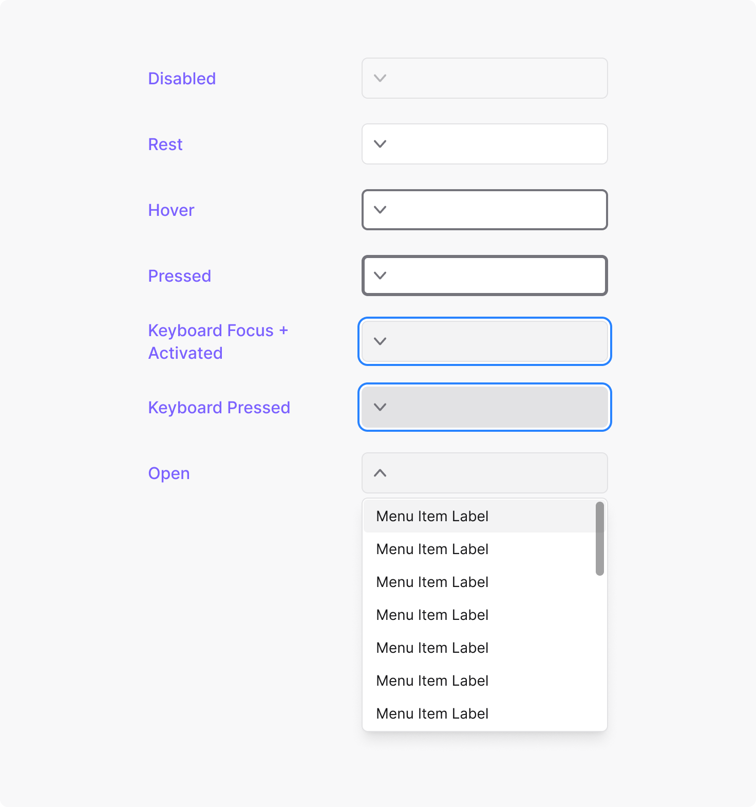 Select interactive states example